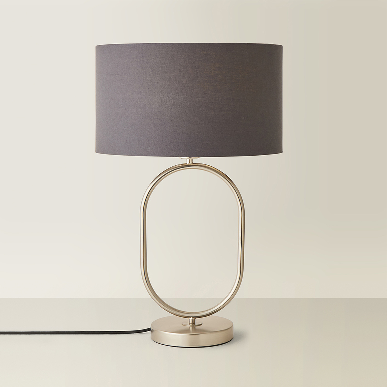 Image of Antonia Brushed Chrome Oval Table Lamp&hellip;
