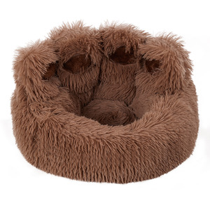 Dog Bed Plush Round Cozy Nest with Non-Slip Base