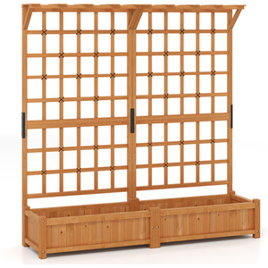 Raised Garden Bed with Lattice Trellis