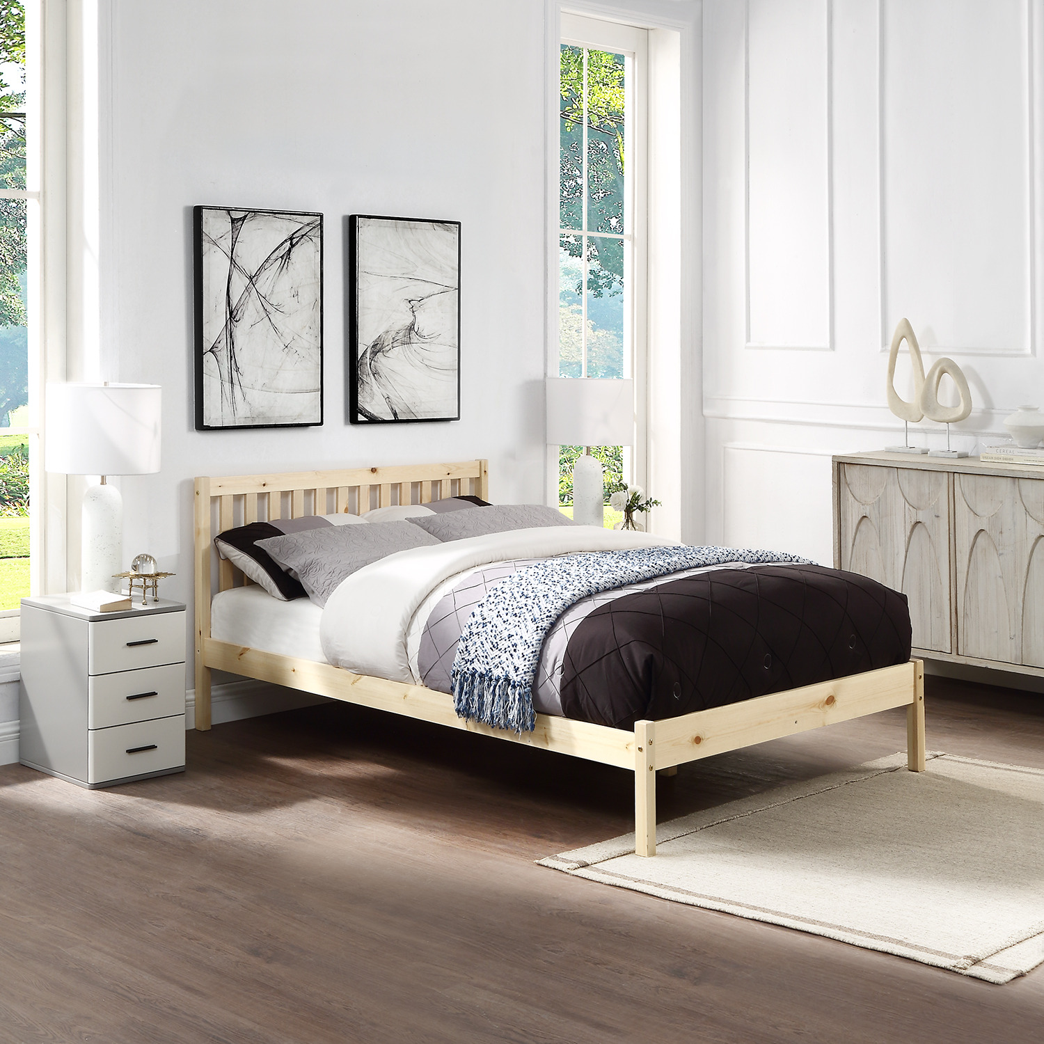 Wooden Bed Frame Pine Bed - Pine Yes