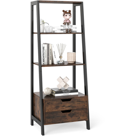 Ladder Bookshelf with Storage