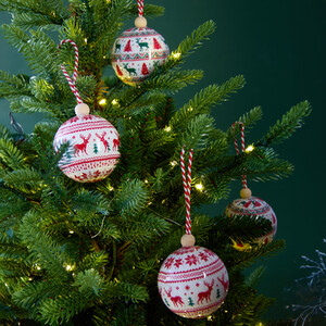 Set of 6 Fairisle Baubles