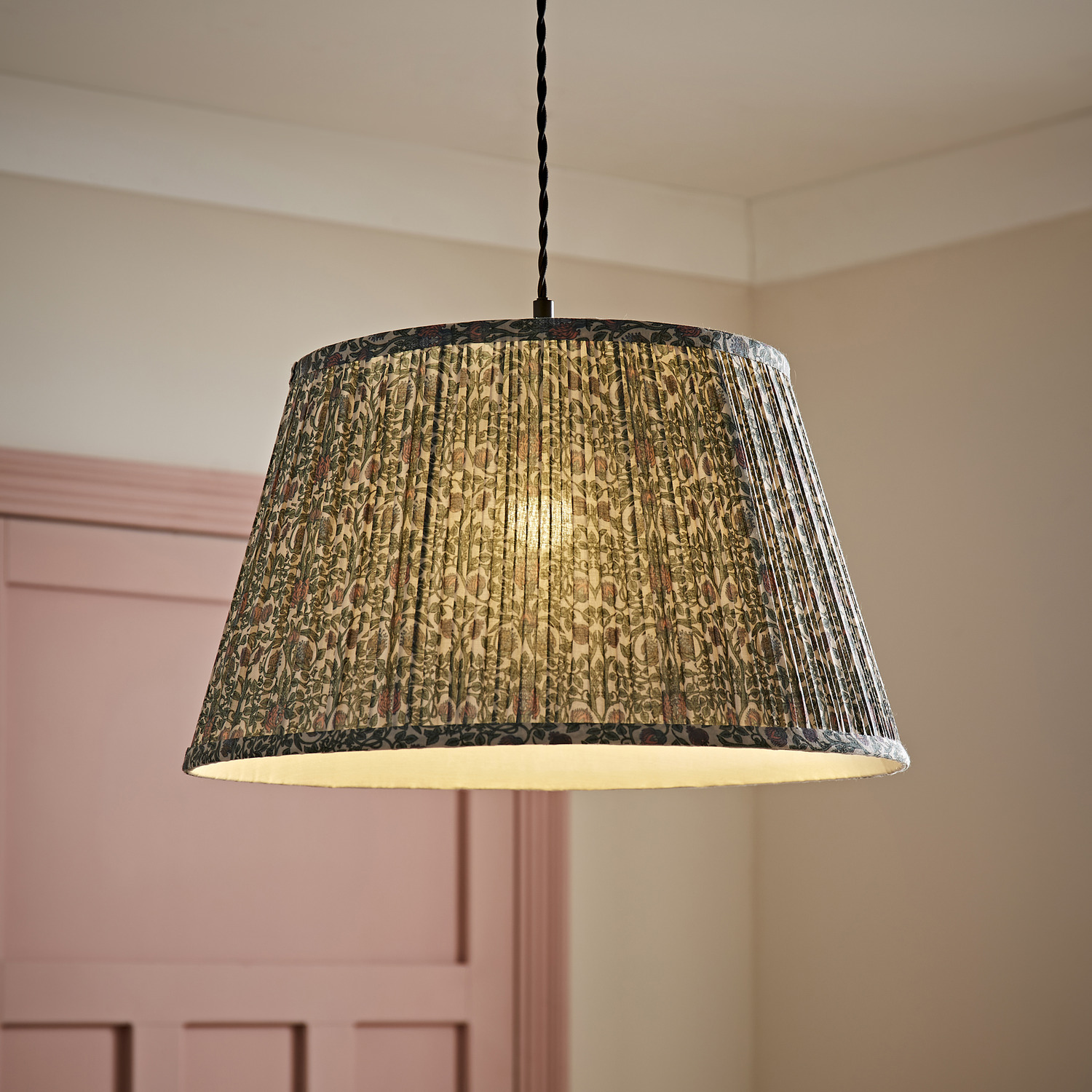 Image of Abel Large Floral Pleated Tapered Lamp&hellip;