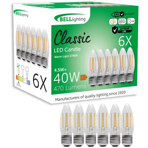 E27 Edison Screw Dimmable LED Filament Candle Light Bulbs 4.5W 2700K Warm White