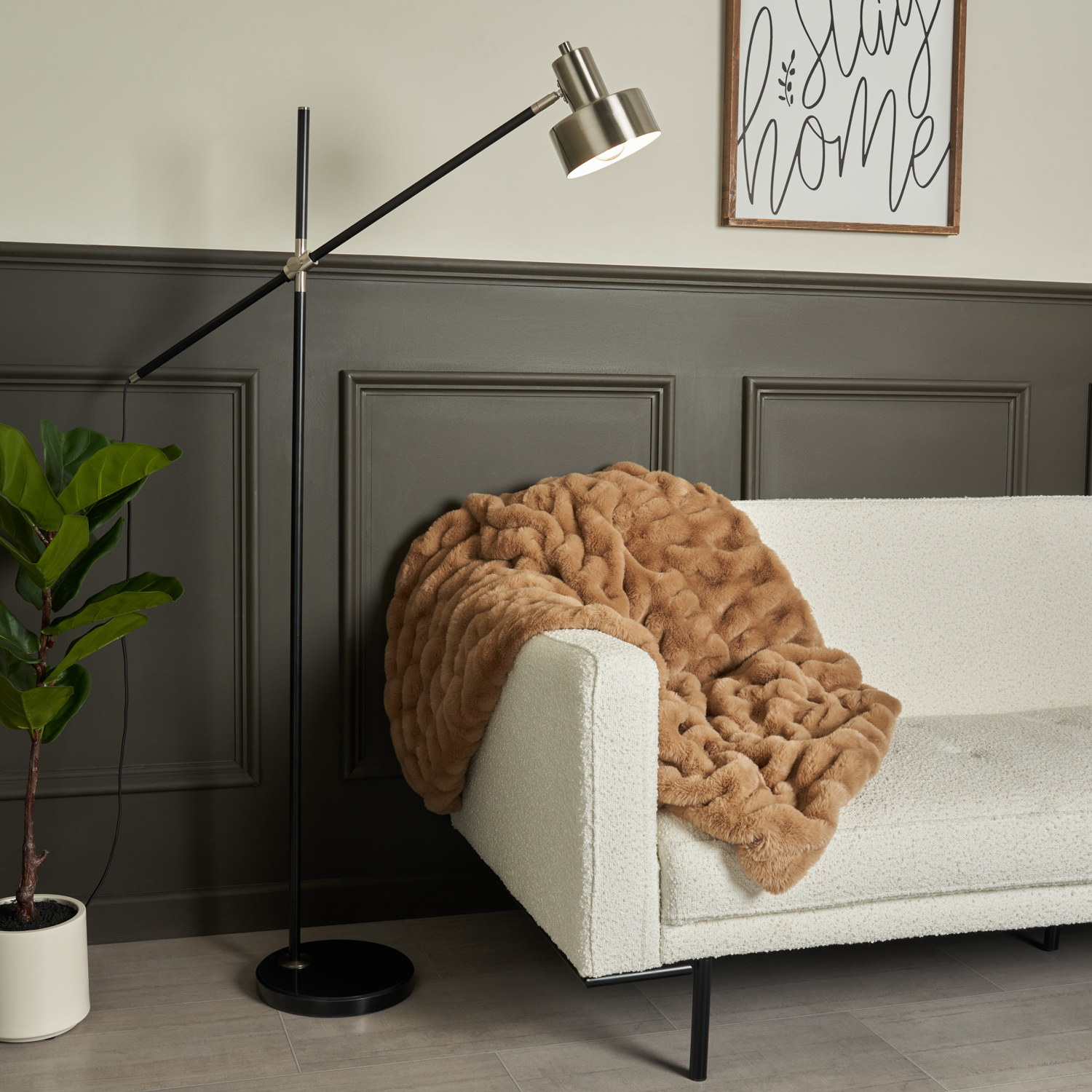Russ Marble Cantilever Light Floor Lamp - Nickel