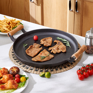 Round Cast Iron Frying Pan with Double Handles