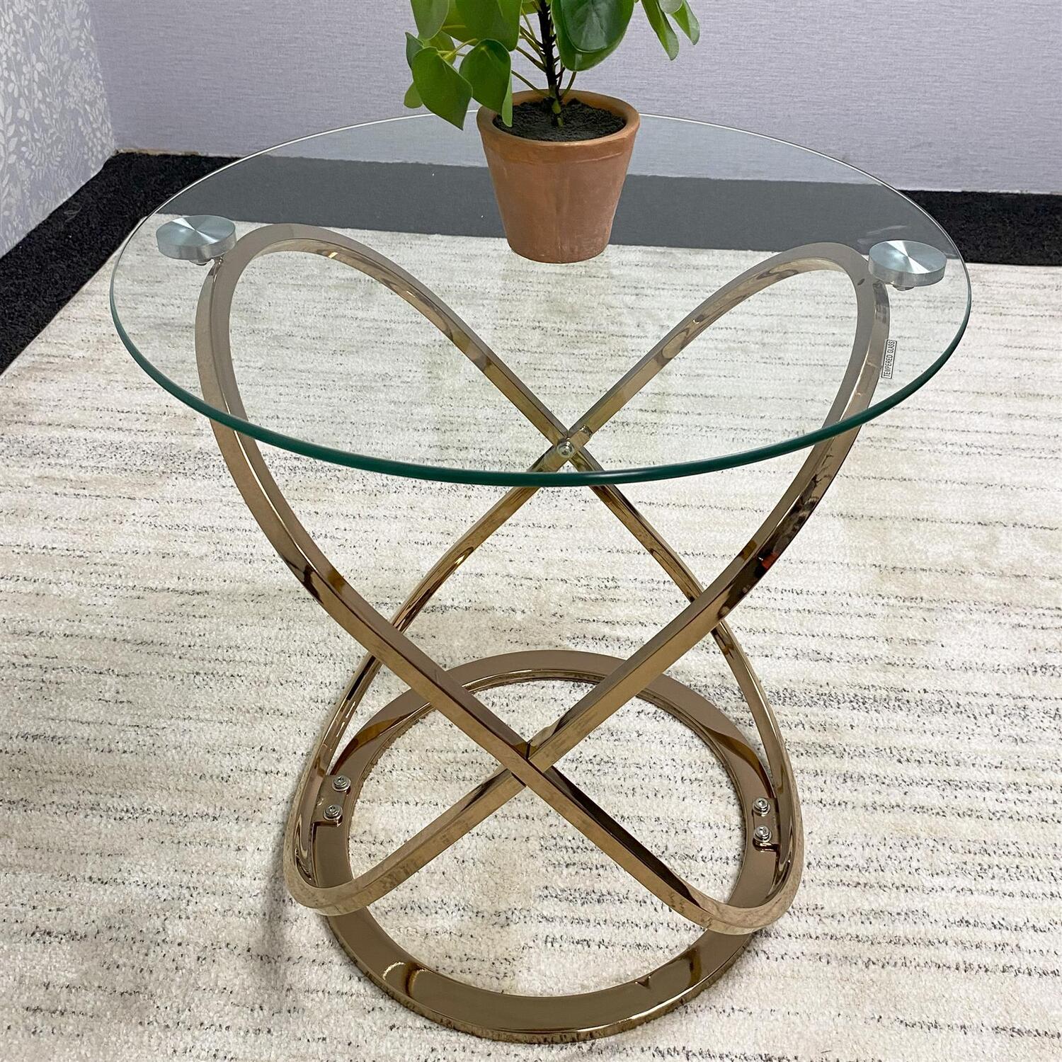 Glass Coffee Table With Chrome Frame - Gold