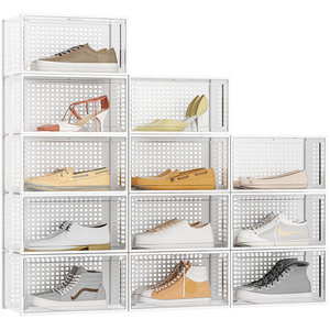 12 Pack Stackable Plastic Shoe Boxes