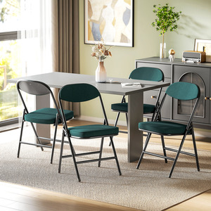 HOMCOM Folding Chairs Set of 4 with Cushioned Seat Steel Frame