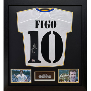 Luis Figo Signed and Framed Real Madrid Shirt