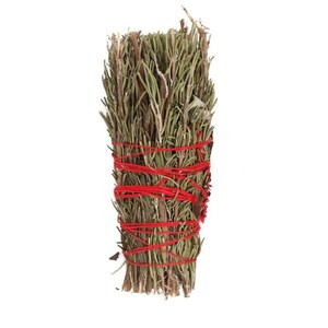 Ritual Smudge Wand With Rosemary And Red Flowers