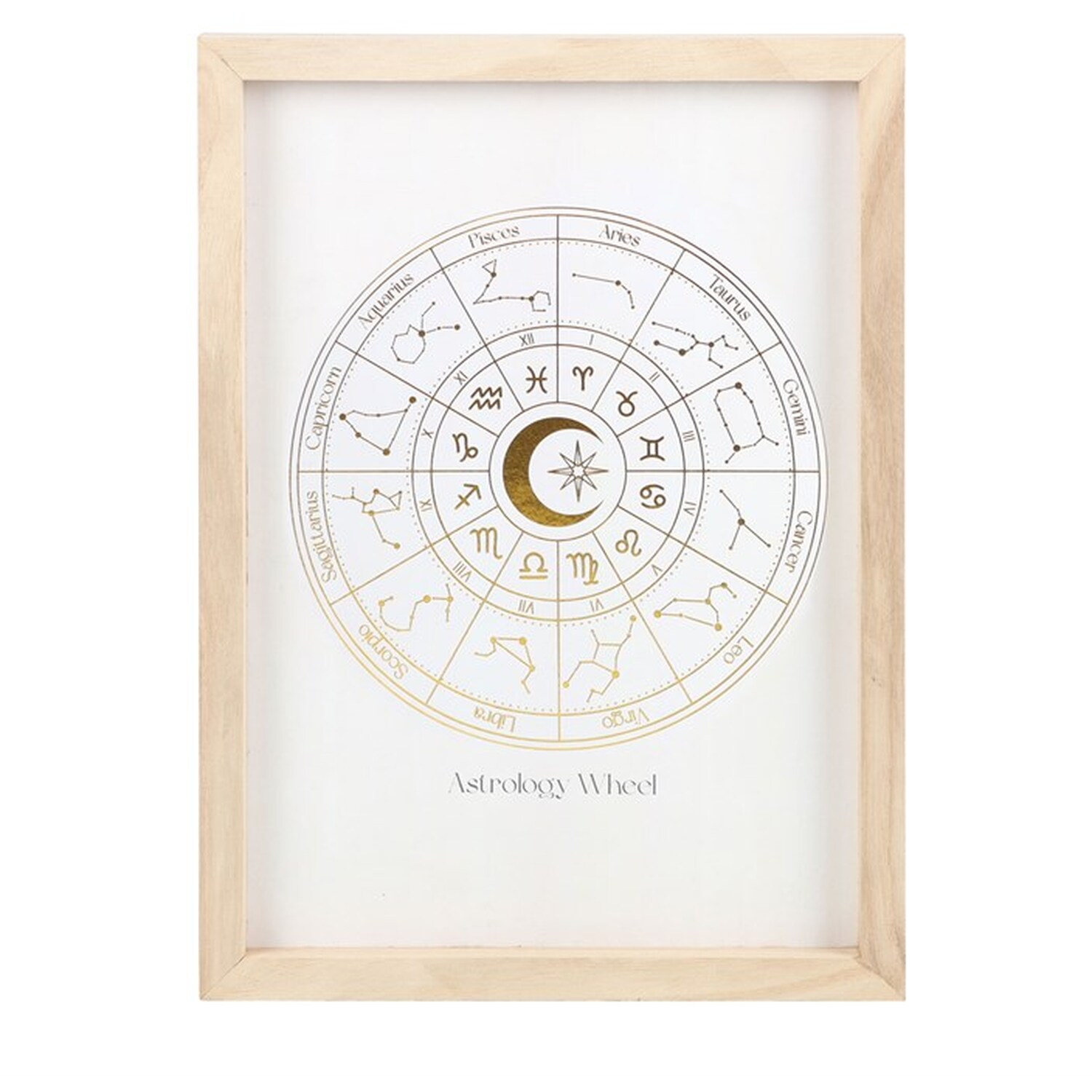 Astrology Wheel Framed Wall Art Print - Off White