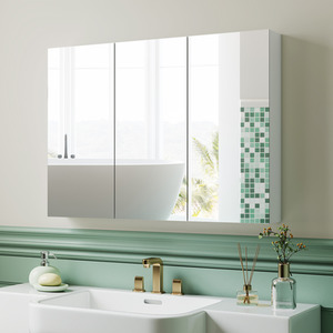 HOMCOM Bathroom Mirror Cabinet with 4 Adjustable Shelves