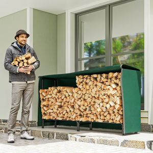 Outsunny Firewood Rack with Waterproof Cover