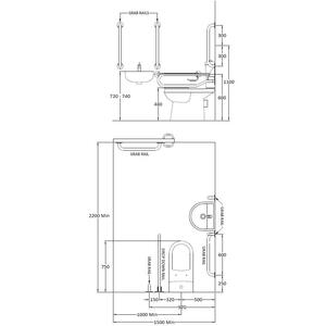 Comfort Height Pan Cistern Seat Basin Tap 5 Grab Rails Drop Down Rail