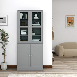 Grey HOMCOM Modern Bookcase with Adjustable Shelves shot 10823956
