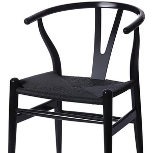 Classic Danish Black  Wooden Wishbone Chair Black Cord Seat Set of 2