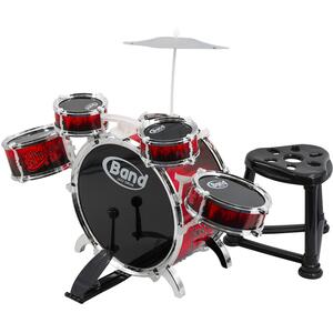 Childs Kids Drum Kit Playset With Stool