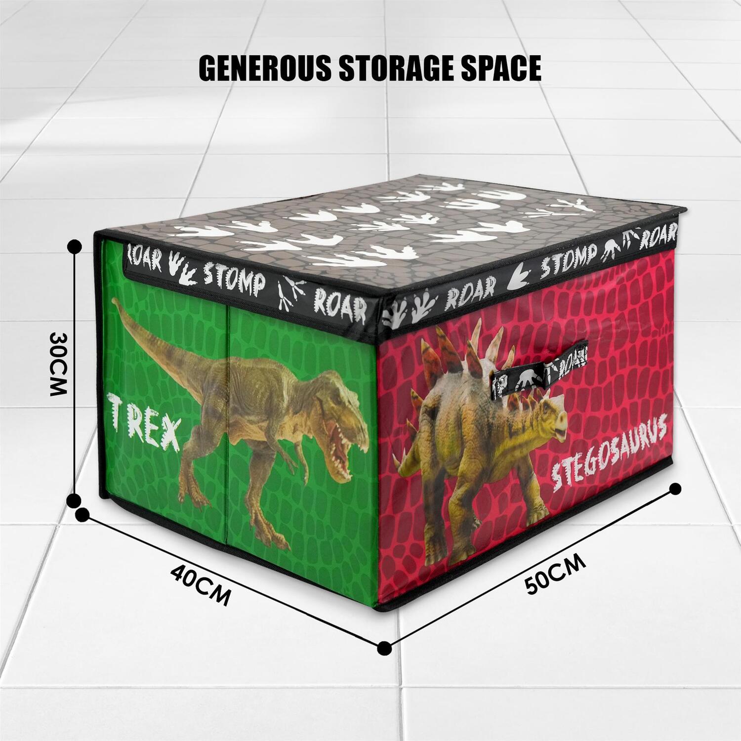 Large Foldable Kids Toy Storage Box Dinosaur Design - Multicolour