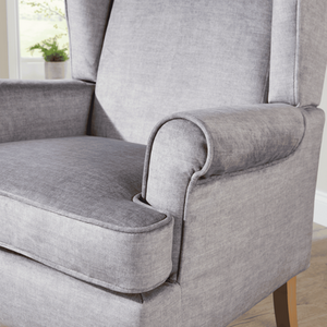Silver grey Helena Traditional Accent Armchair High Back Occasional Wing Back Design shot 11254018