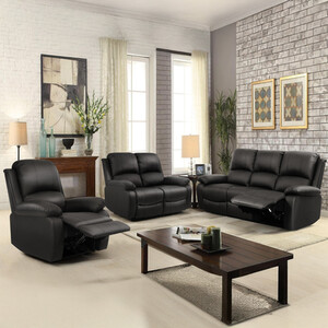 Bonded Leather Reclining Sofa Set 3 Seater 2 Seater and Chair