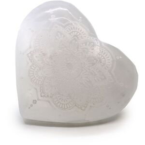 Selenite Heart 78cm Mandala Engraved