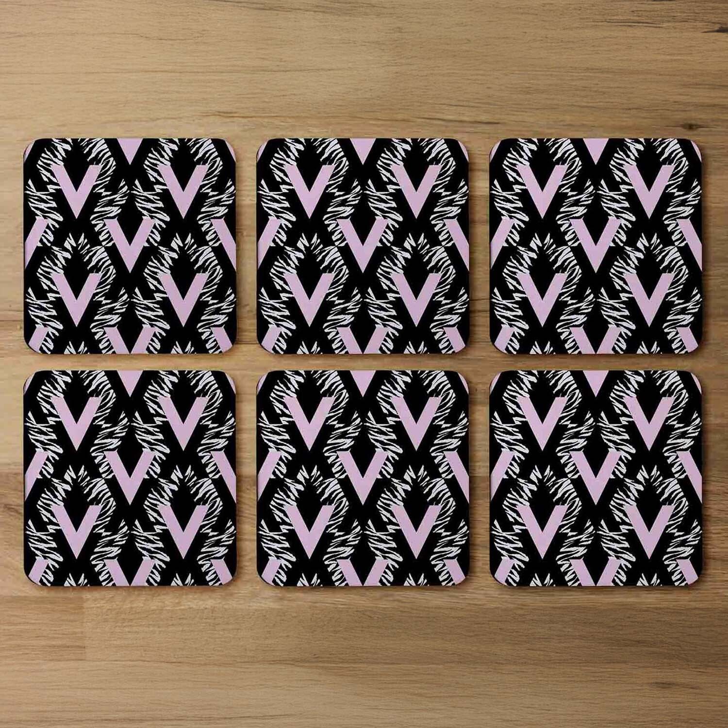 Geometric Animal Print Coaster - Pink