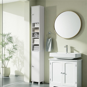 Yaheetech Tall Slim Bathroom Cabinet with Open Shelves