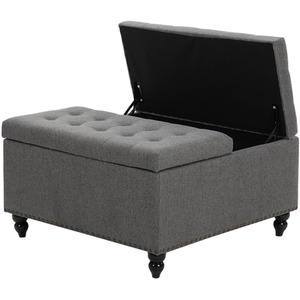 Square Linen Storage Ottoman with Lift-Top and Flip Design