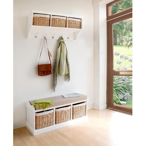 Tetbury White Hanging Shelf with Natural Wicker Baskets