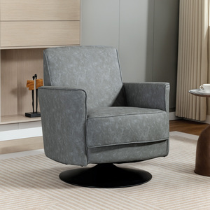 HOMCOM Upholstered Swivel Accent Chair for Living Room Grey