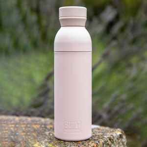BUILT Planet Bottle, 500ml Water Bottle with Leakproof Lid - Pale Pink