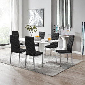 Imperia High Gloss Dining Table and 6 Milan Chairs Set