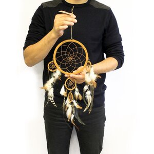 Bali Dreamcatcher Large Round Turquoise Pink Purple with Legend Card