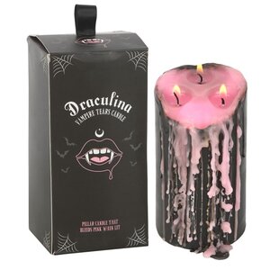 Large Pink Vampire Tears Pillar Candle Gothic Glam Home Decor
