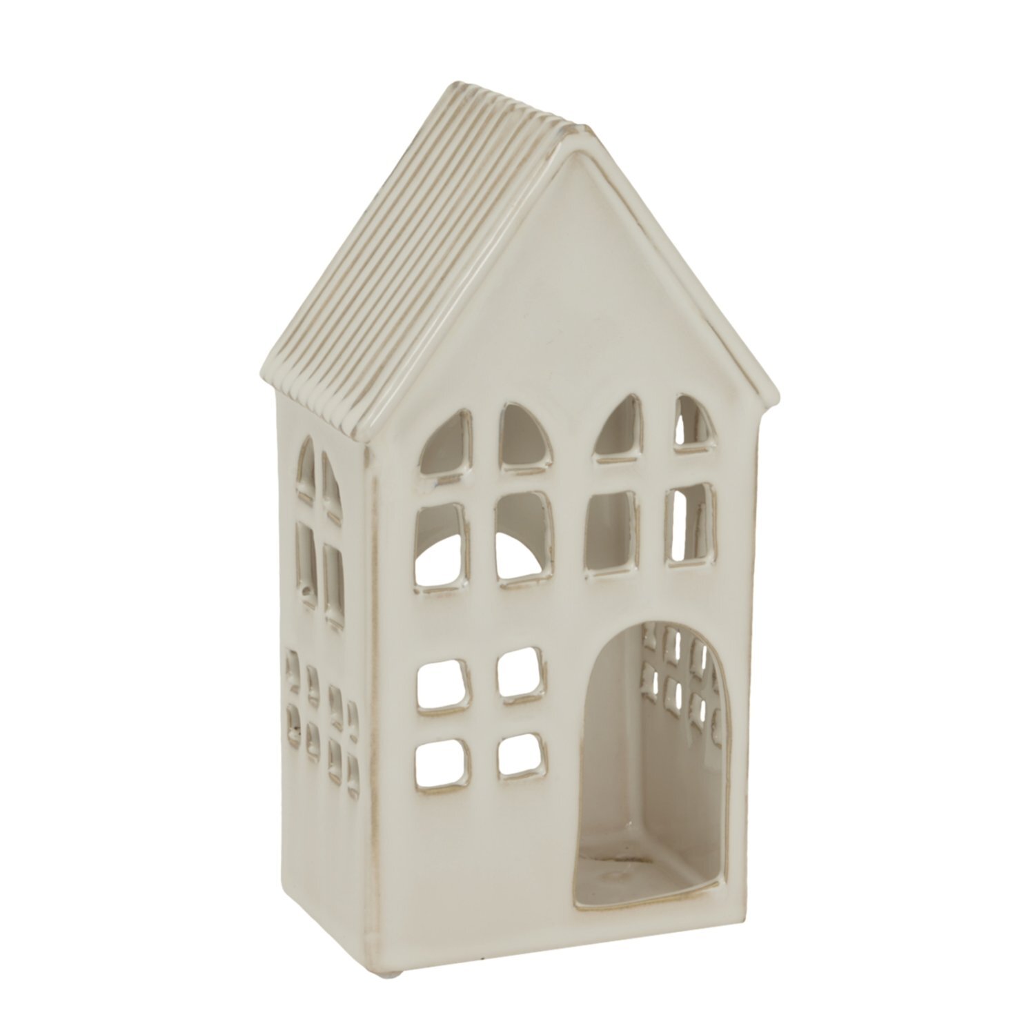 White Ceramic House Tea Light Holder Elegant Decorative Lighting - White