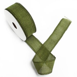Xmas Green Natural Texture Ribbon for Gift Decor