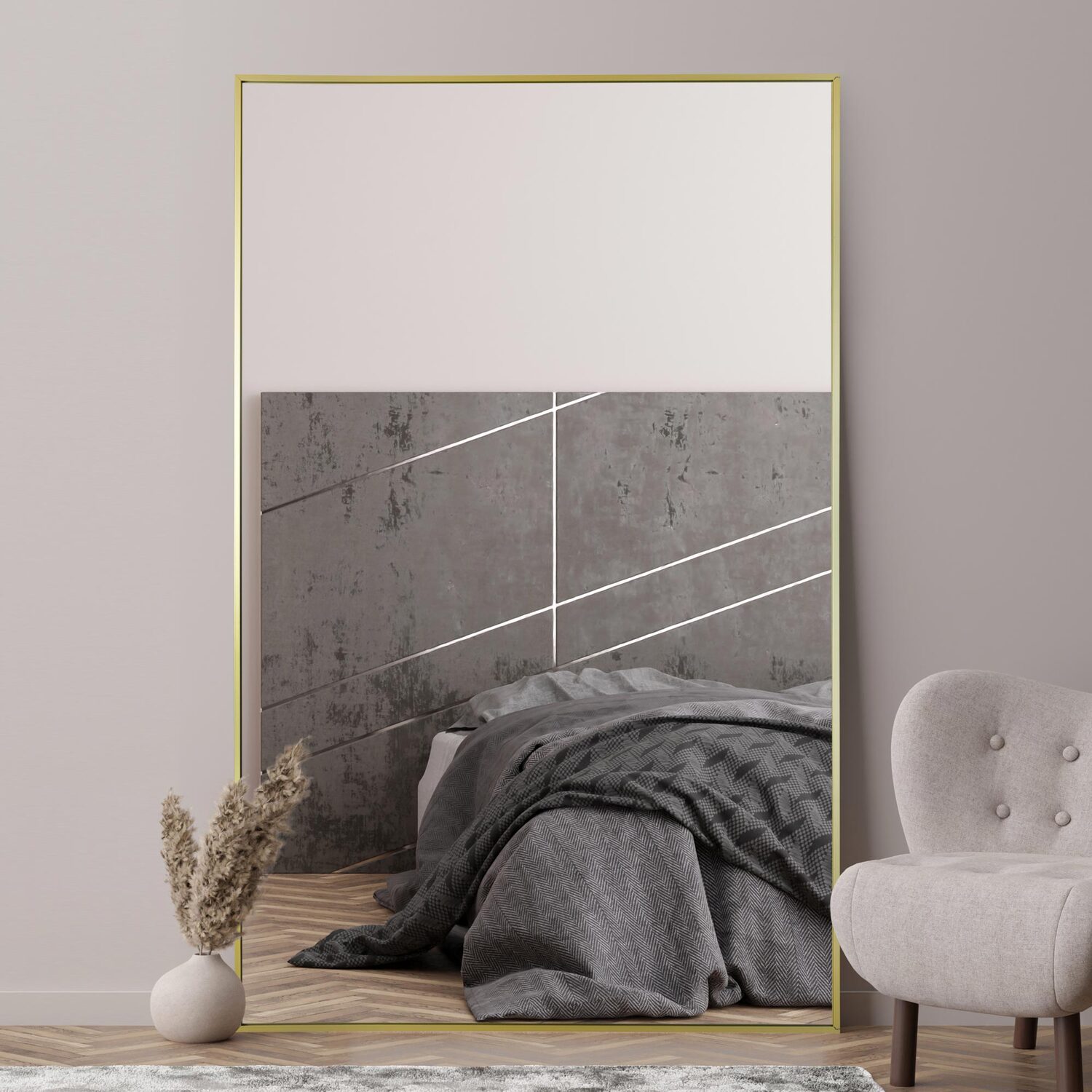 Image of Artus Gold Aluminium Mirror - Gold