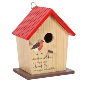 Garden Robin Bird House Memorial - Heartfelt Wooden Garden Decor Gift
