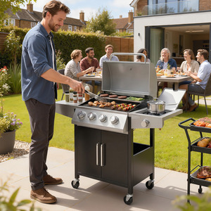 Outsunny 4 plus 1 Burner Gas BBQ Grill with Side Burner