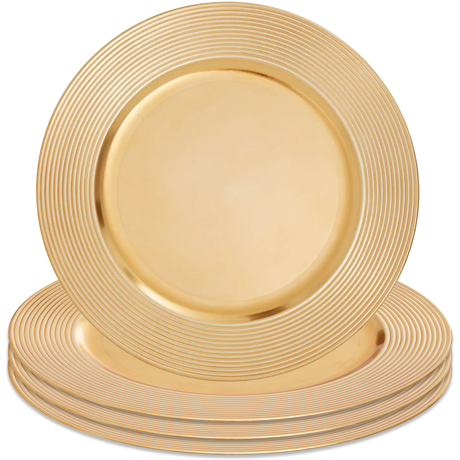 Dia Gold Charger Plate With Ribbed Rim - Gold