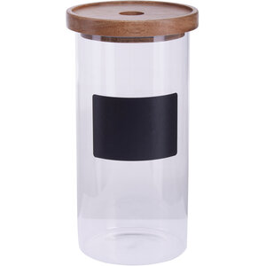 Tromso Glass Storage Jar with Acacia Lid and Chalkboard 1300 ml