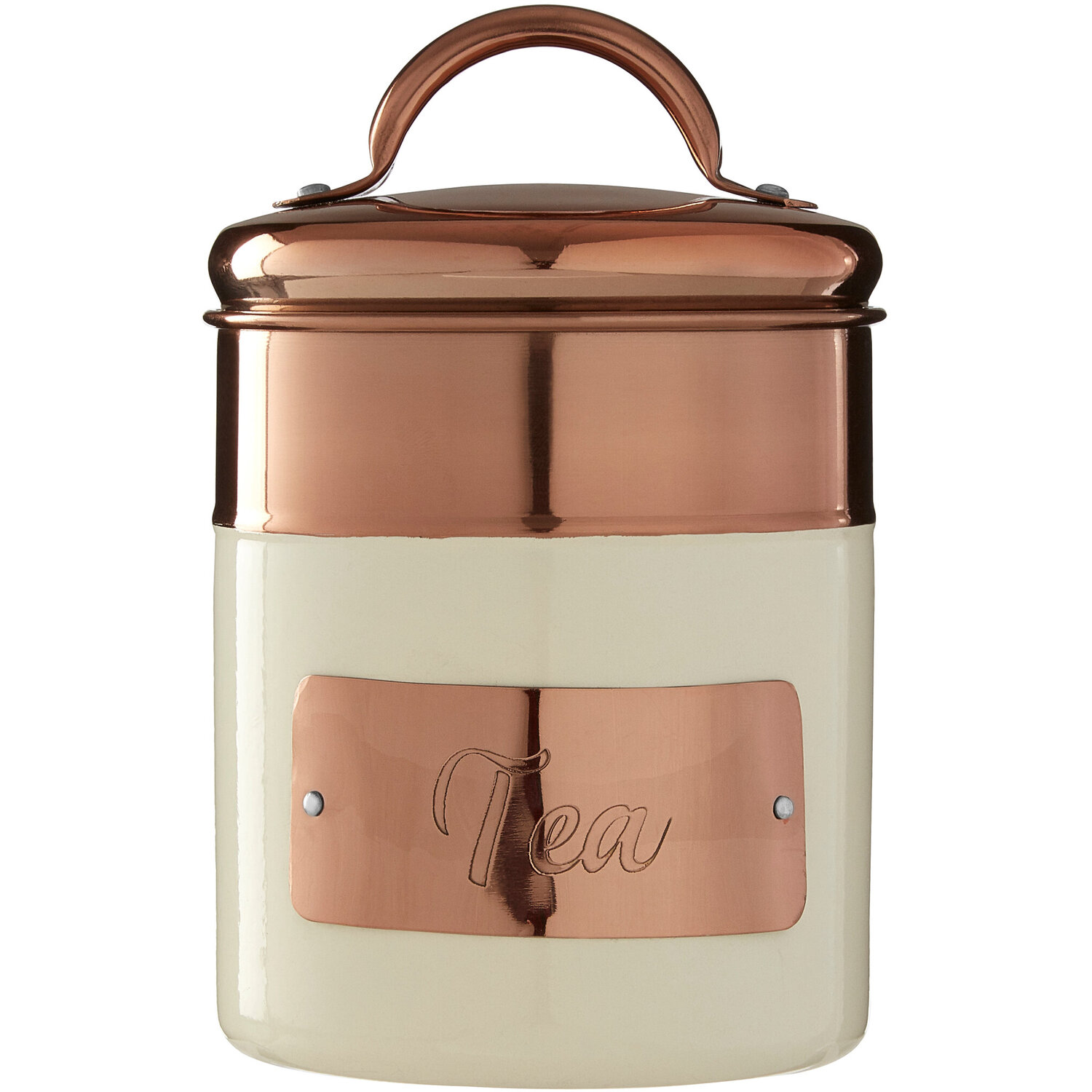 Prescott Cream And Copper Tea Canister - Cream