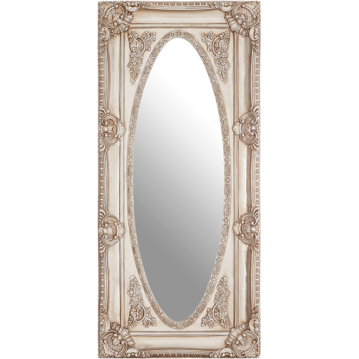Itaka Antique Grey Scroll Design Wall Mirror - Silver