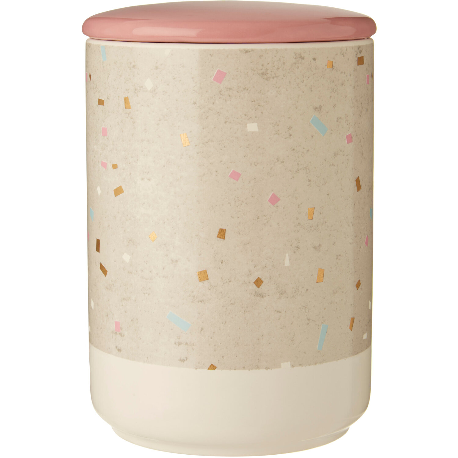 Lozica Large Fine Earthenware Grey White Storage Canister - Multicolour
