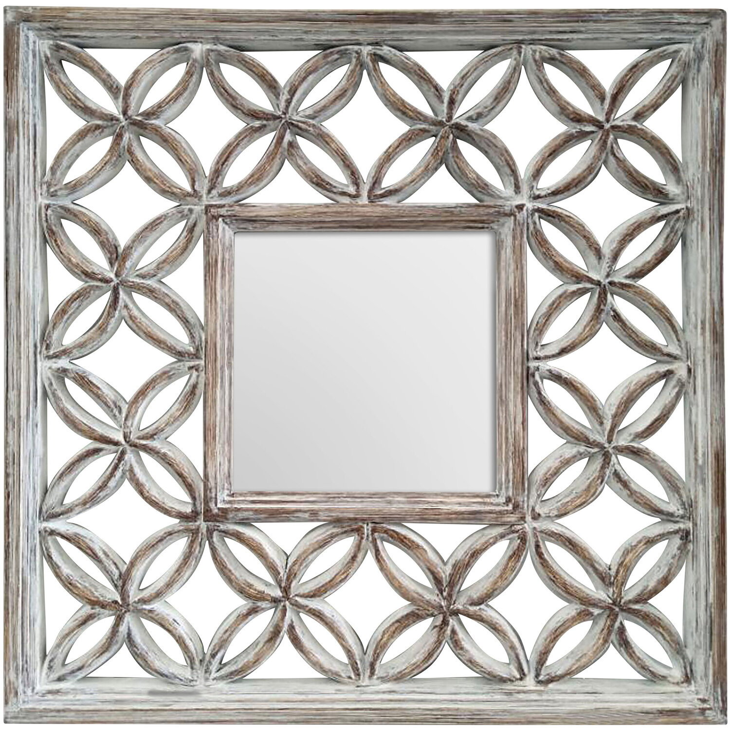 Shayla Matte Black Wall Mirror - White