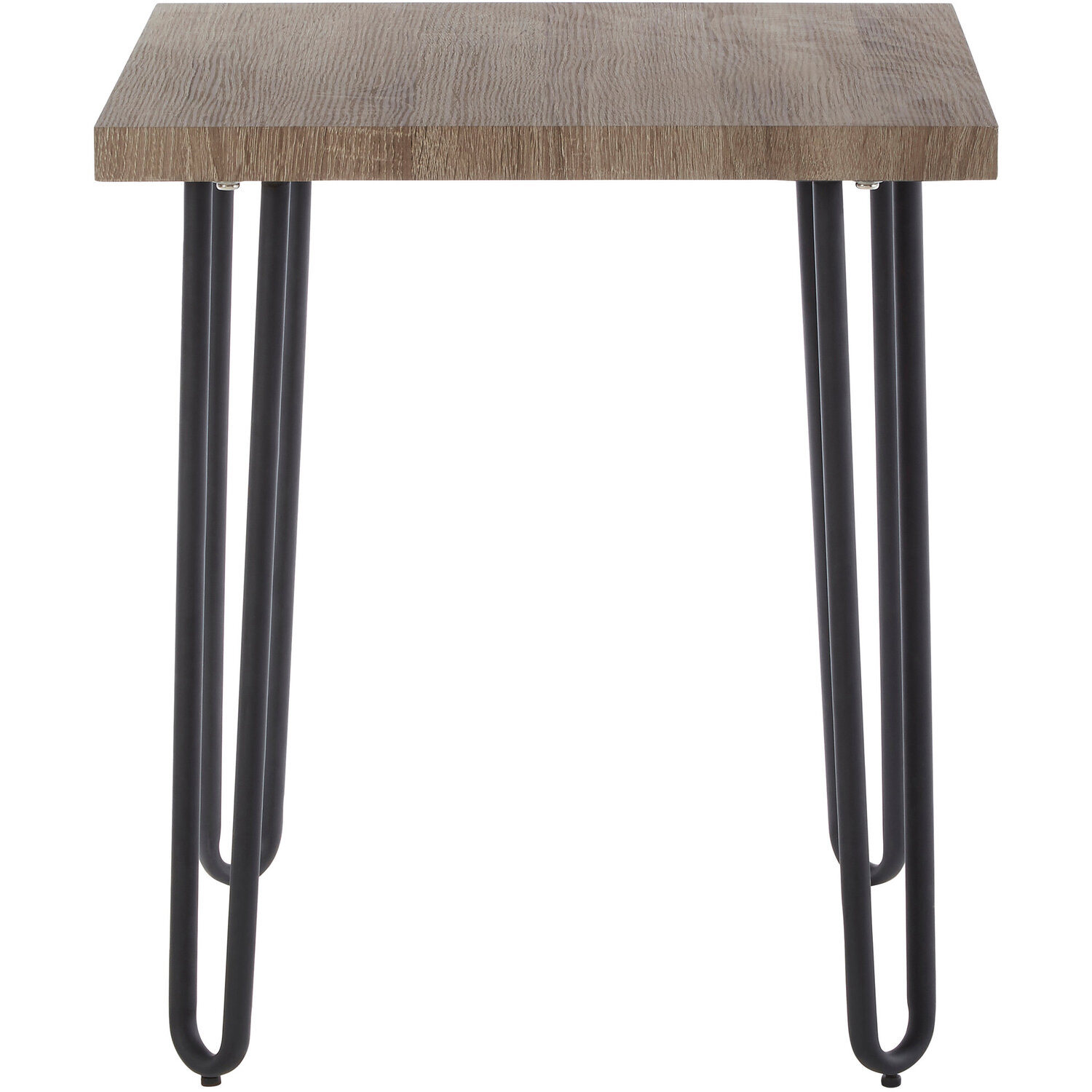 Borough Wooden Top Side Table With Hairpin Metal Legs - Brown