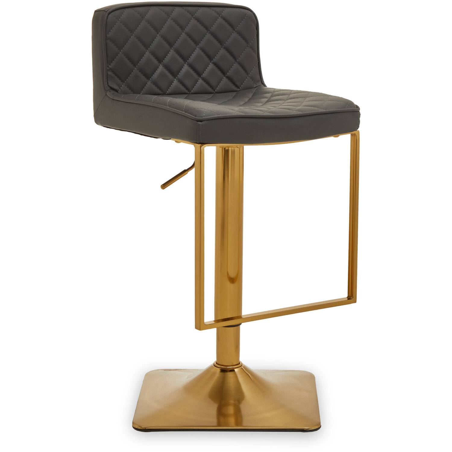 Baina Dark Grey And Gold Square Base Bar Stool - Grey