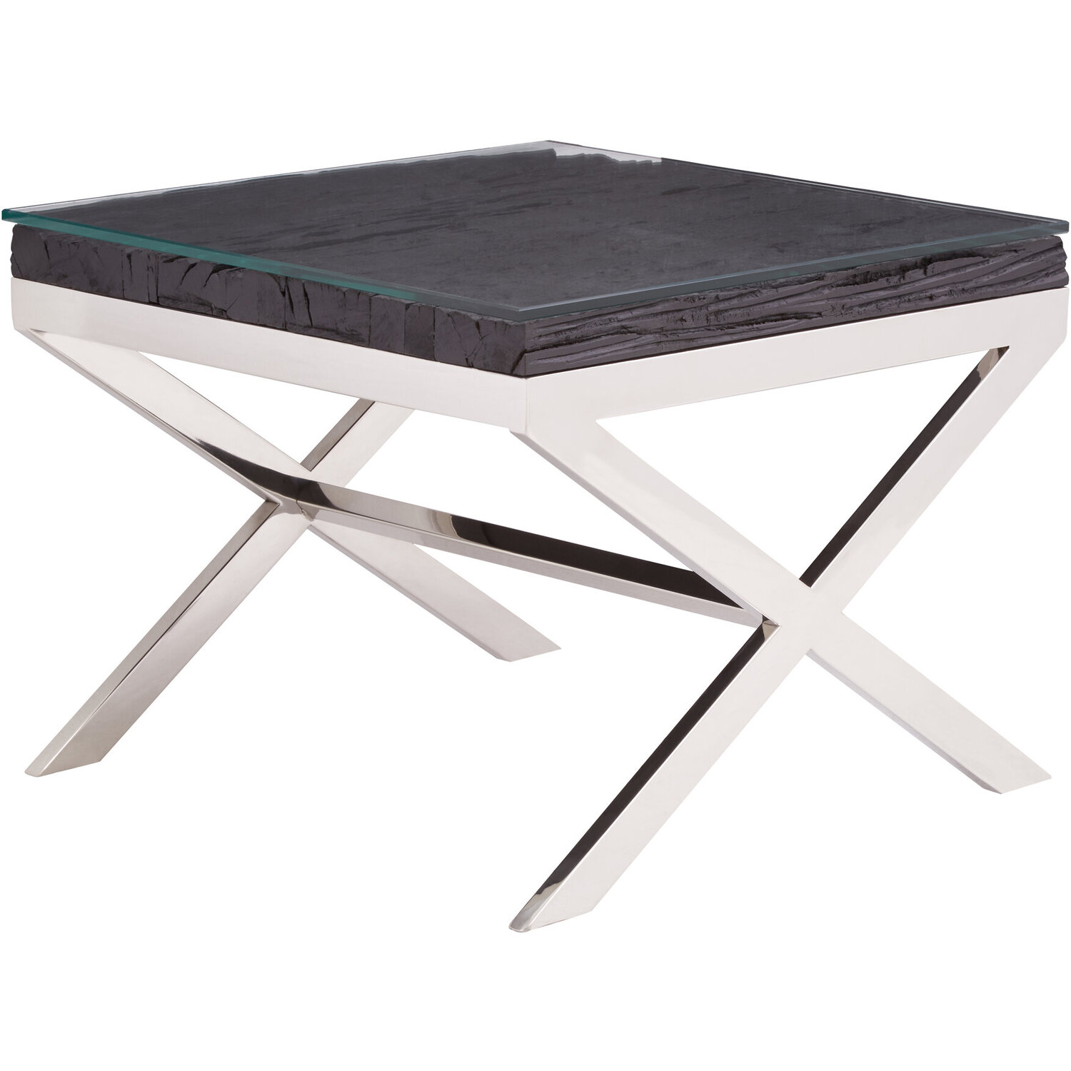 Kerala Black Top End Table With Cross Base - Black