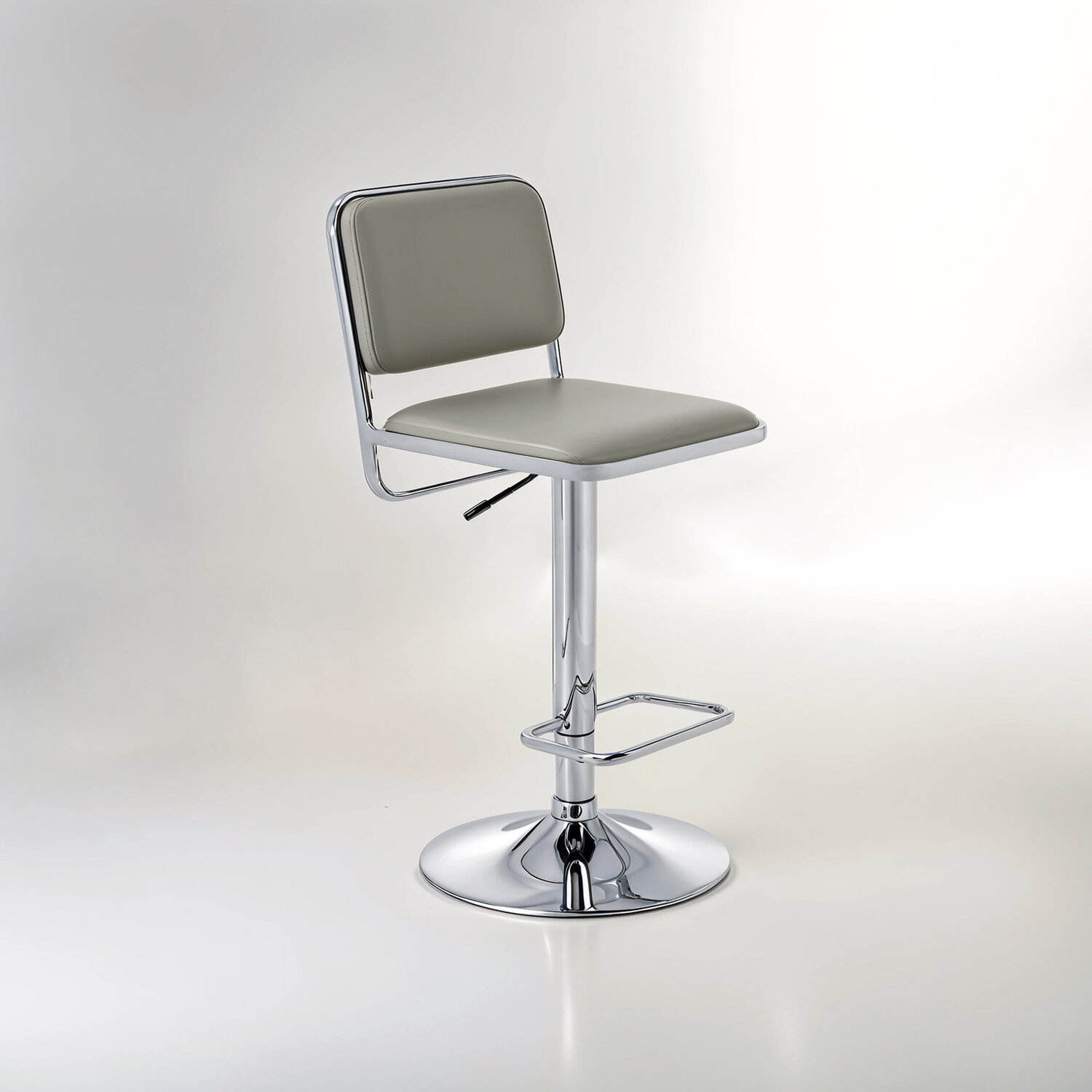 Stockholm Light Grey Seat And Chrome Base Bar Stool - Grey